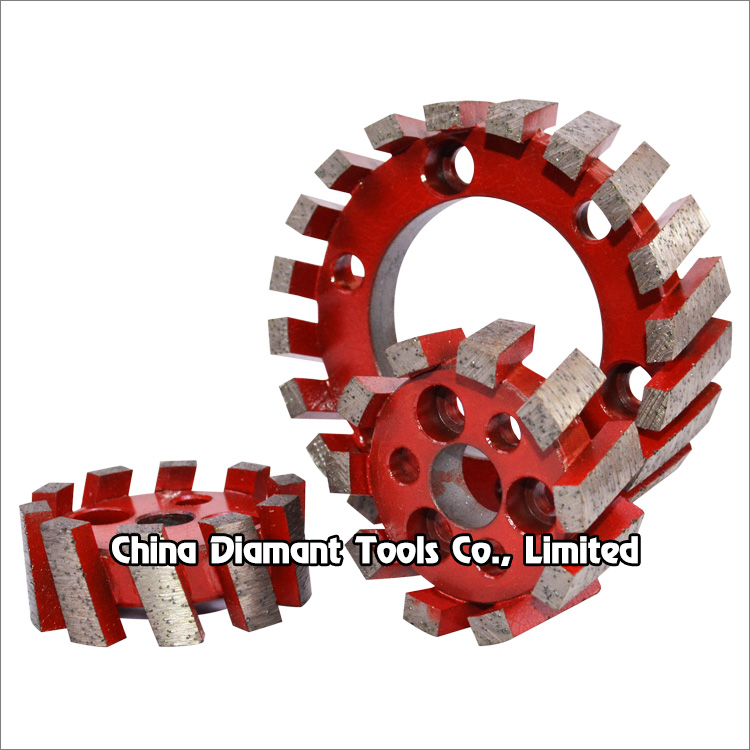 Diamond stubbing milling wheels for stone grinding - segments twisted