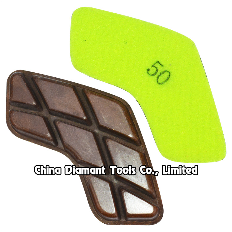 Diamond floor polishing pads - Boomerang shape, resin bond, wet or dry use