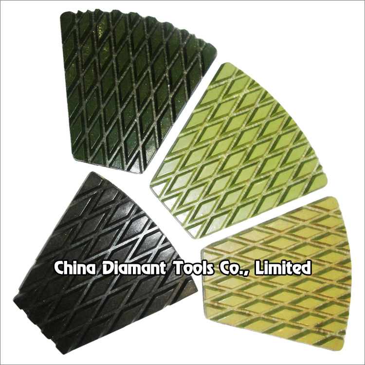 Diamond floor polishing pads for stone - Fanlike shape, resin bond, wet use