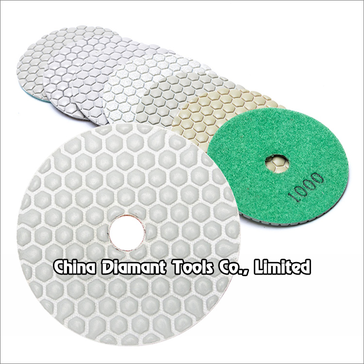 Flexible diamond polishing pads resin bond dry use for stone - white honeycomb shape