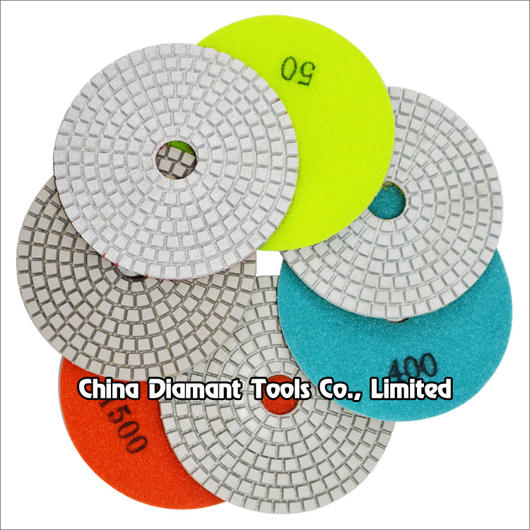 Flexible diamond polishing pads resin bond wet use for stone granite - white, normal shape