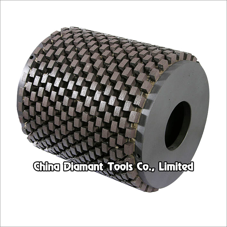 Diamond rollers for calibrating artificial quartz stone or granite slab - ring type