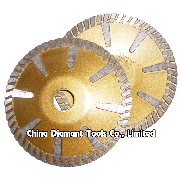 Diamond concave saw blades - continuous turbo rim with protecting teeth