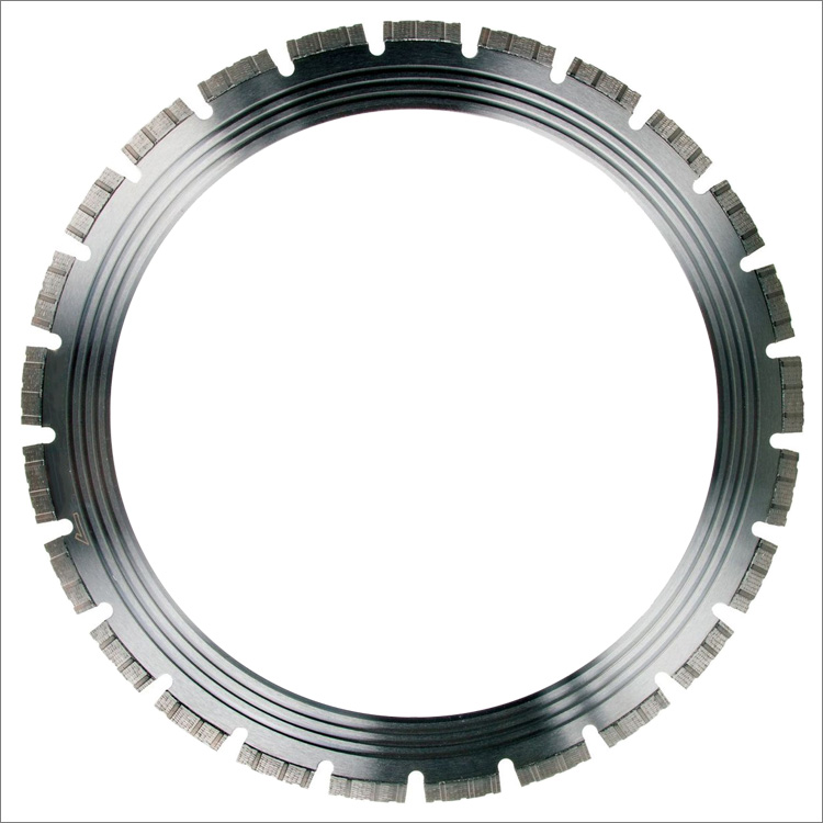 Diamond ring saw blade for concrete - laser welded, grooved matrix turbo segments