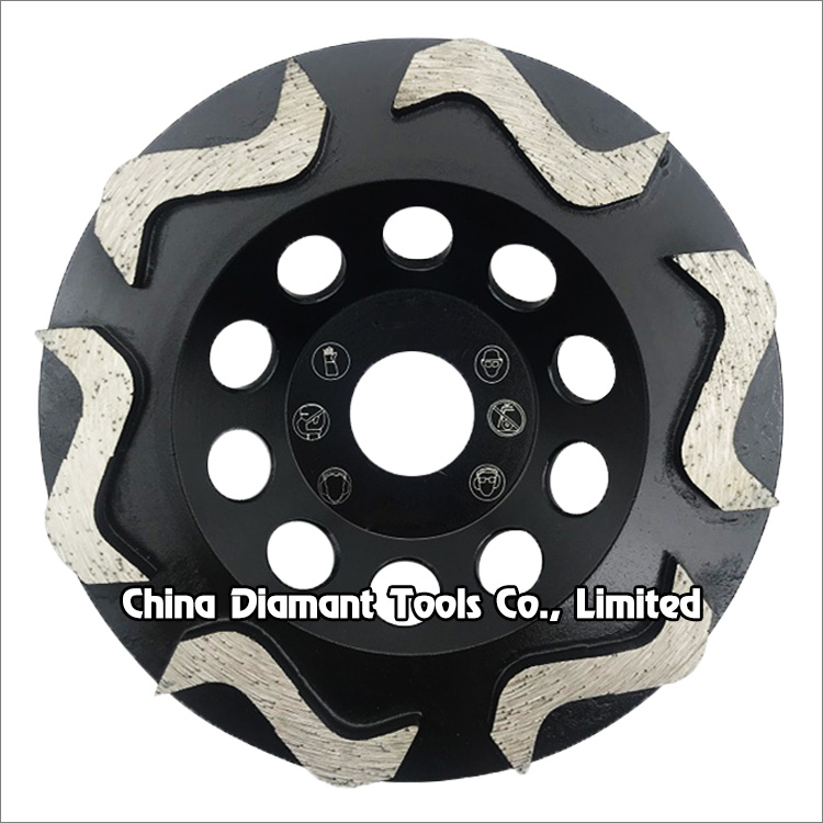 Diamond grinding cup wheels for concrete - S shape segments