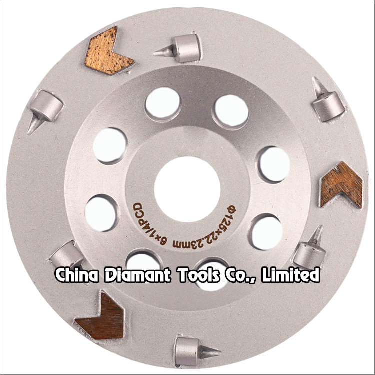 PCD grinding cup wheels for concrete floor - PCD with arrow diamond segments