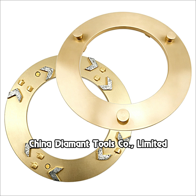 PCD diamond disc concrete grinding plate for Klindex floor grinders - 8 quarter PCD + 8 arrow shape segments