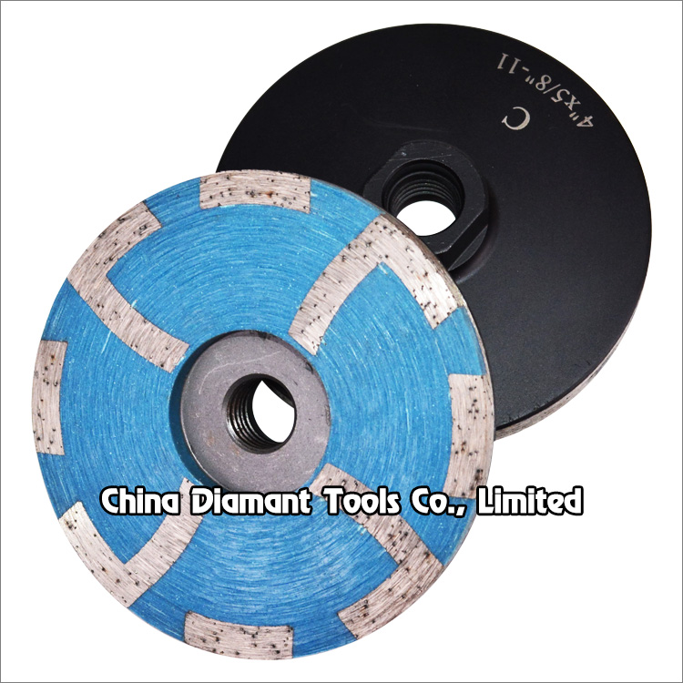 Diamond grinding cup wheels for stone - resin filled L shape segments
