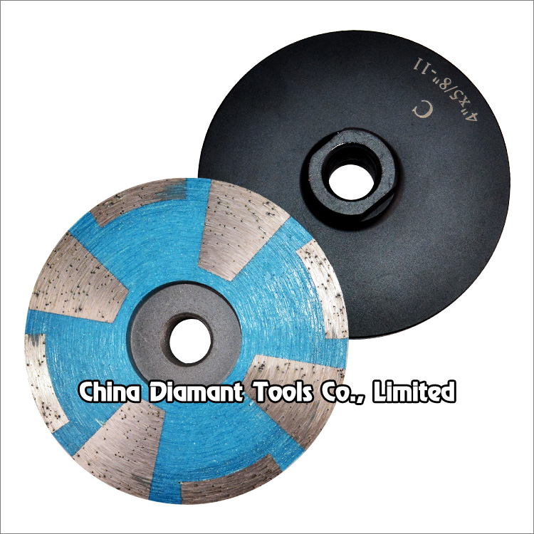 Diamond grinding cup wheels for stone - resin filled fanlike & curved segments