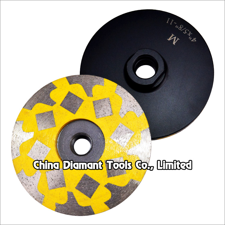 Diamond grinding cup wheels for stone - resin filled T & foursquare Segments