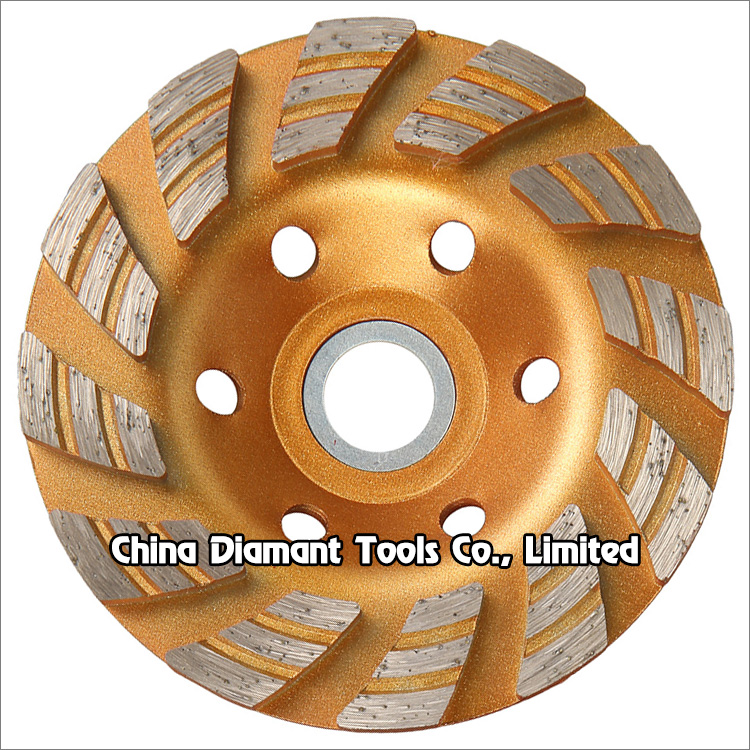 Diamond grinding cup wheels for stone granite - turbo grooved segments