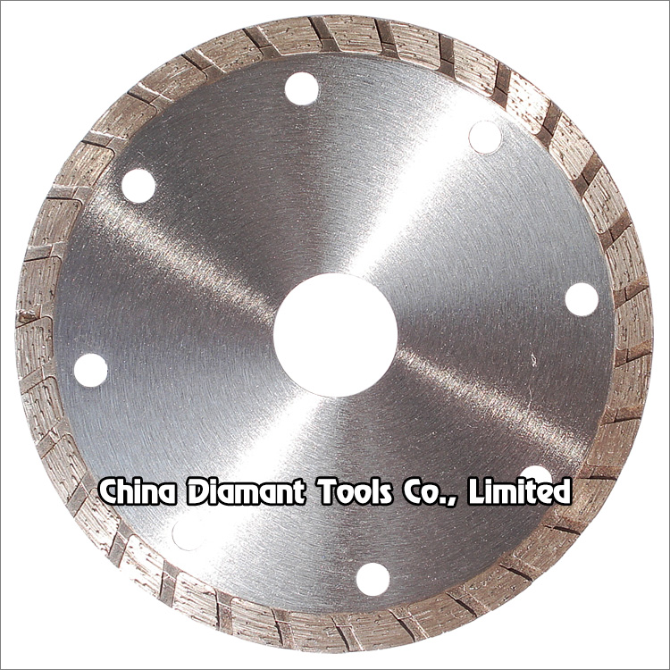 Diamond dry cutting saw blades - hot-press sintered, wide turbo continuous rim segments