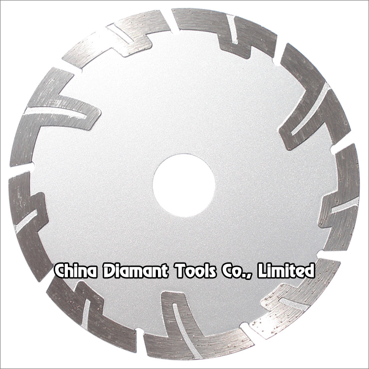 Diamond dry cutting saw blades - hot-press sintered, diagonal segments with groove & protective Teeth