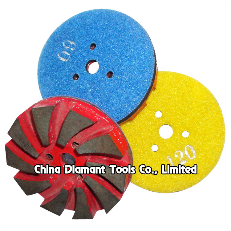 3" 4" diamond discs floor grinding wheels metal bond velcro backed