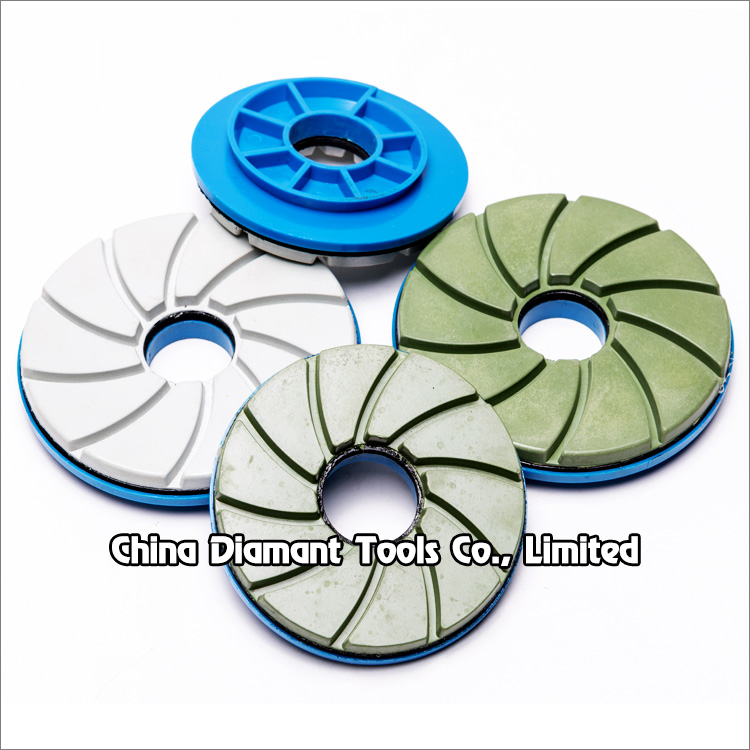 Edge polishing diamond pads chamfering wheel for stone - snail lock backer, spiral turbo shape