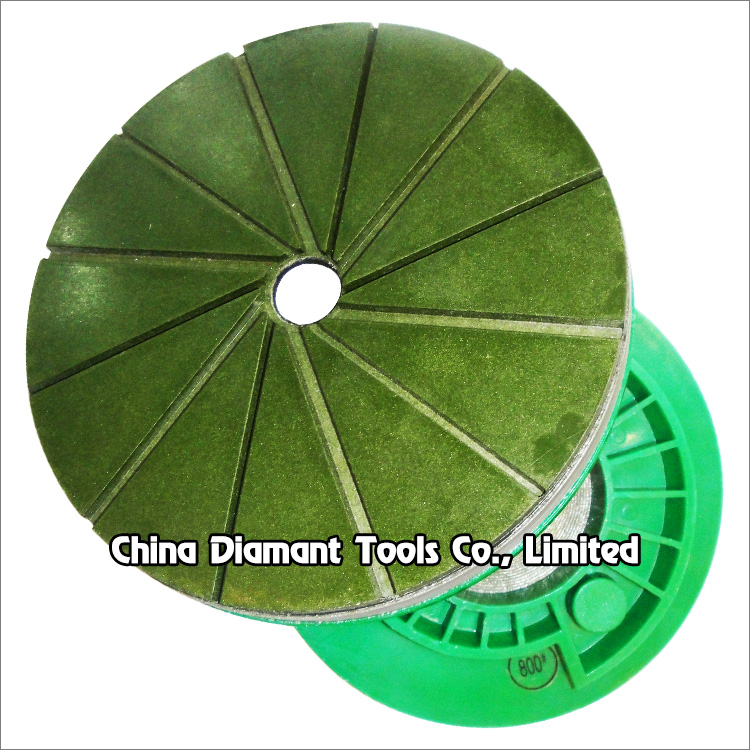 Edge polishing diamond pads chamfering wheel for stone - snail lock backer, straight turbo shape