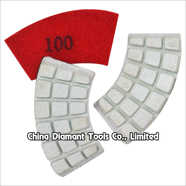Diamond floor polishing pads Fanlike resin bond wet or dry use