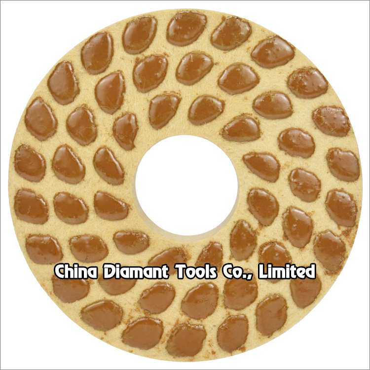 Diamond sponge fiber polishing pads raindrop shape resin bond