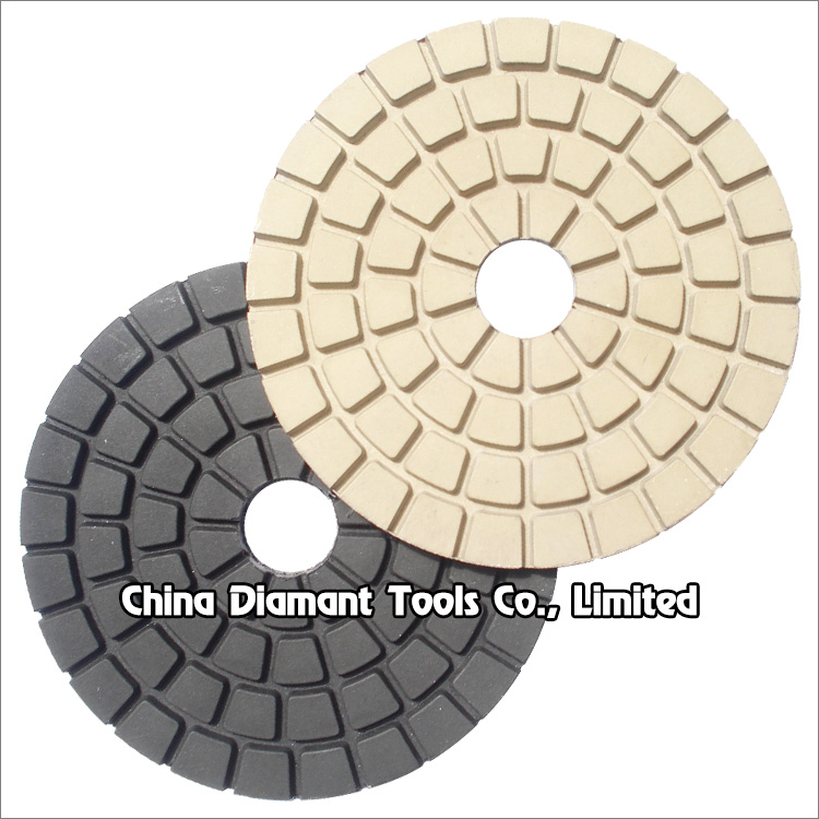 Flexible diamond polishing pads for stone - wet use, black and white buff