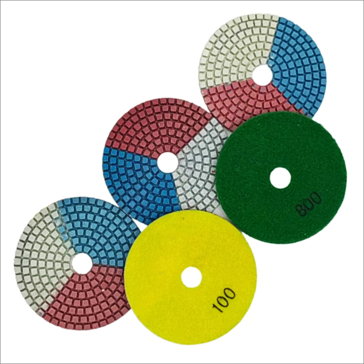 Tricolor resin bond flexible diamond polishing pads for stone