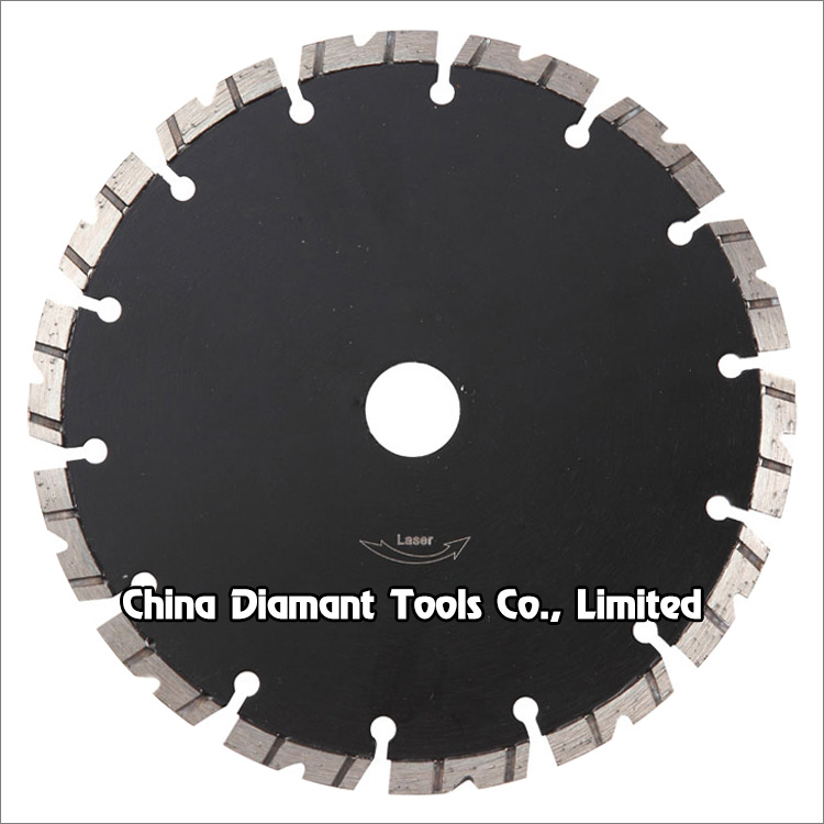 Diamond saw blades for general purpose cutting - laser welded, diagonal turbo segments with V slots