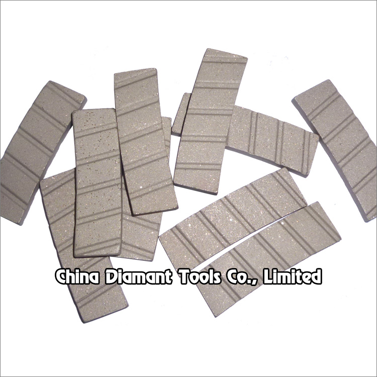 Diamond segments of circular saw blades for granite cutting - diagonal groove shape