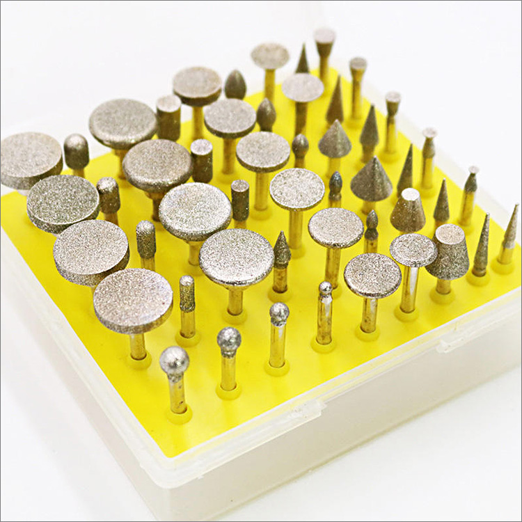 50pcs set small electroplated diamond grinding heads rotary grinding bits for stone jade jewelry glass