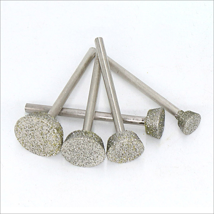 Inverted trapezoid electroplated diamond grinding heads lapidary carving bits rotary tool