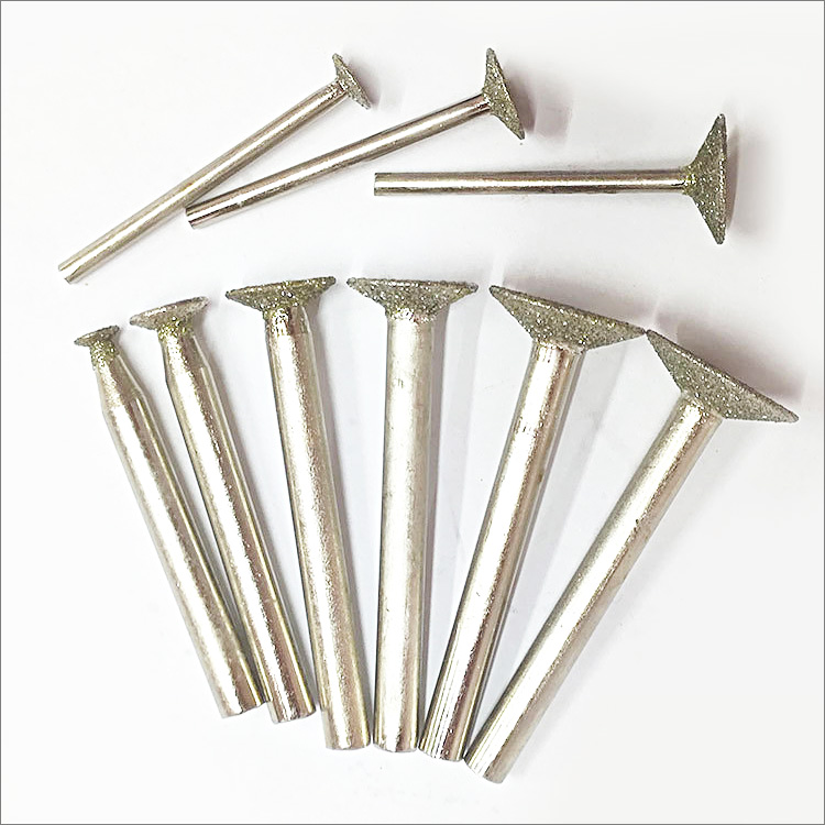 Nail head shape electroplated diamond grinding heads lapidary carving bits rotary tool diamond mounted points