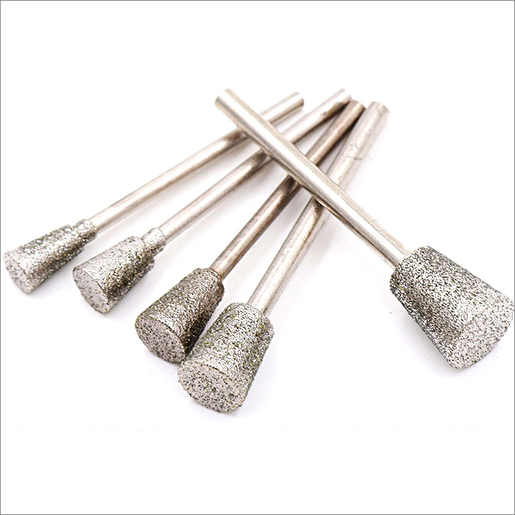 Truncated cone shape electroplated diamond grinding heads carving bits diamond mounted points rotary tool