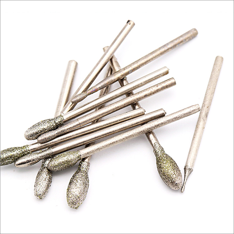 0.5mm to 12mm oval electroplated diamond grinding heads carving bits diamond mounted points rotary tool