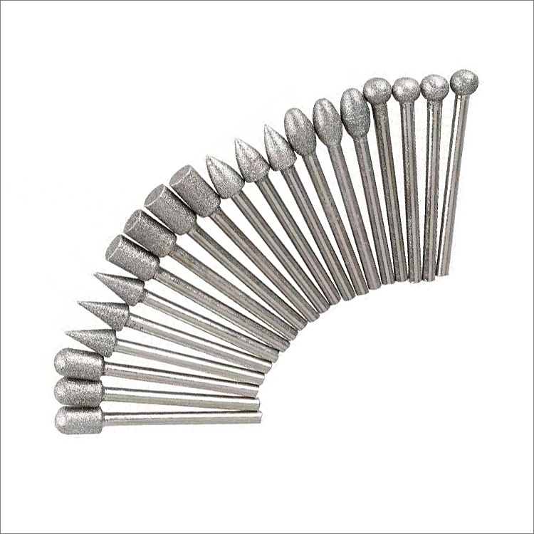 20pcs set small electroplated diamond grinding heads carving bits for stone jade jewelry glass