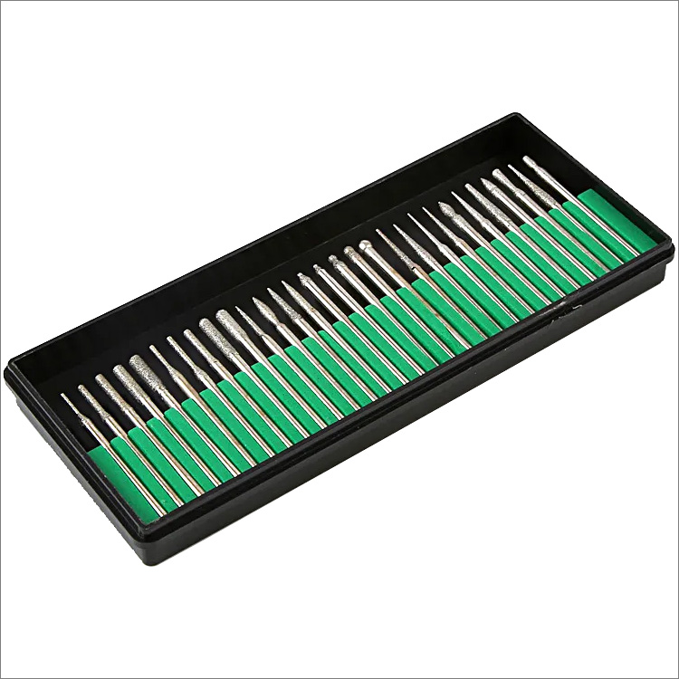 30pcs set electroplated diamond grinding heads carving bits dremel rotary tools for stone jade jewelry glass