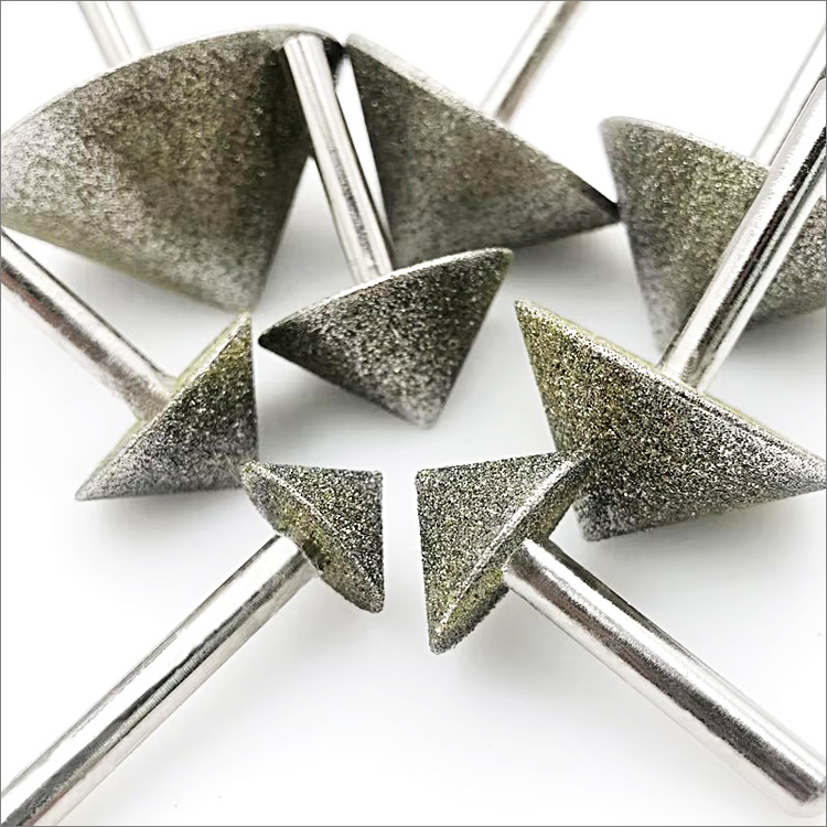 Conical electroplated diamond grinding bits engraving chamfering drilling deburring grinding heads
