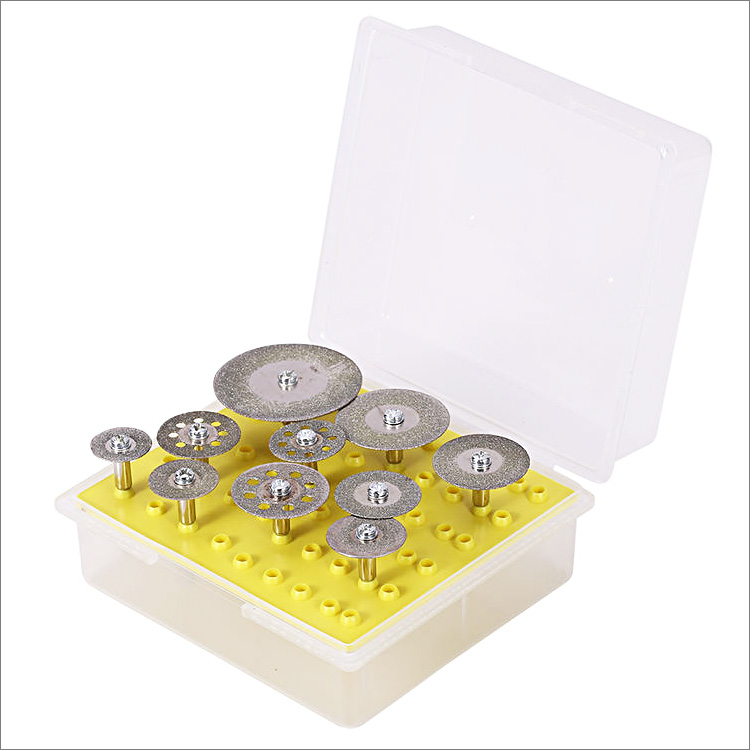 10pcs assembled small electroplated diamond saw blades mini cutting grinding discs with mandrels