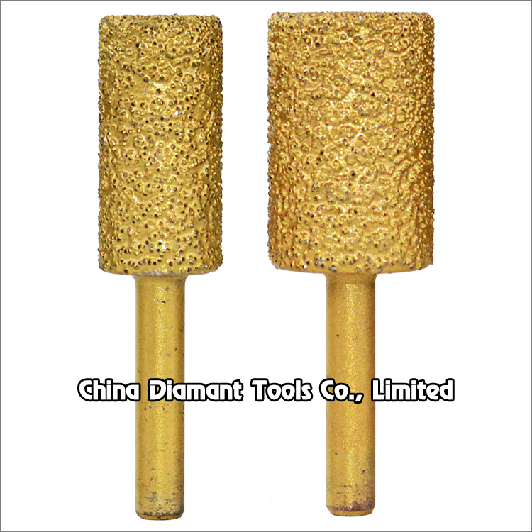 Vacuum brazed diamond burr heads grinding bits cylindrical tip