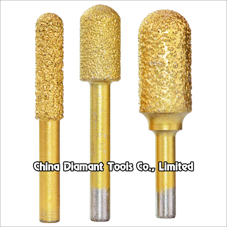 Vacuum brazed diamond burr heads grinding bits stone graver round head